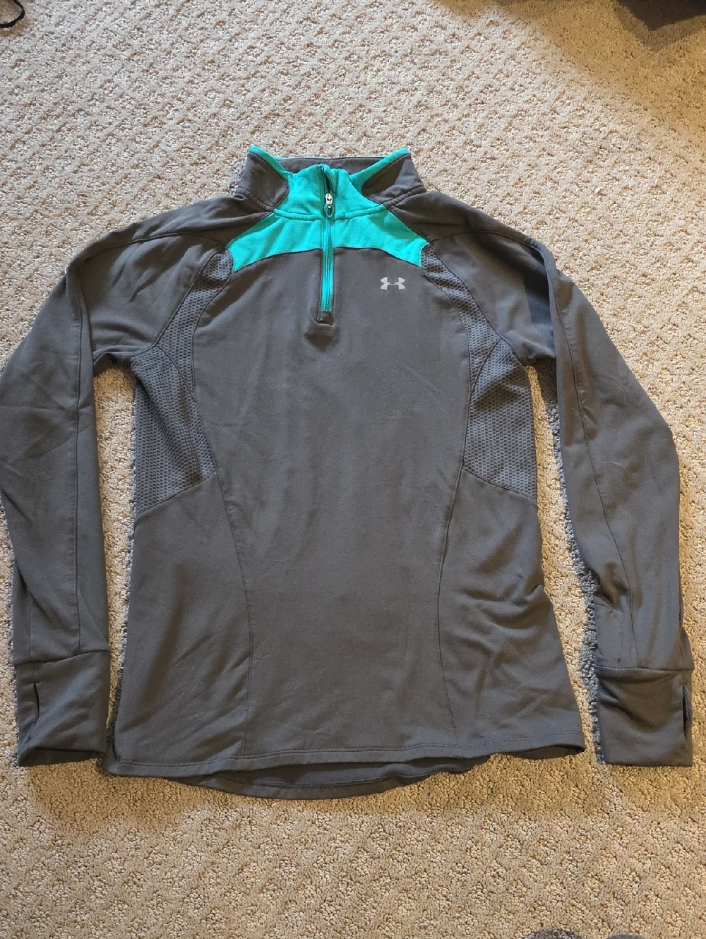Under Armour Grey and Teal ColdGear Performance Top Women's M